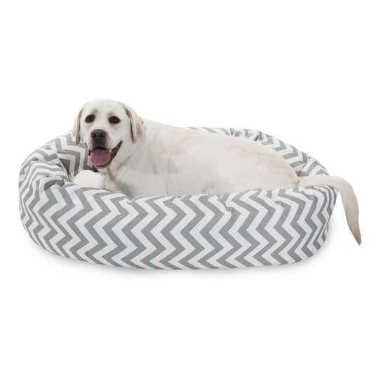 Majestic Pet Chevron Sherpa Bagel Indoor & Outdoor Dog Bed 40"L x 29"W x 9"H