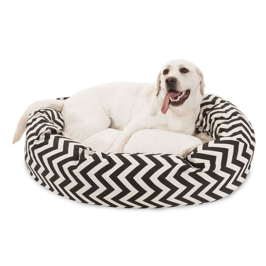Majestic Pet Chevron Sherpa Bagel Indoor & Outdoor Dog Bed 32"L x 23"W x 7"H