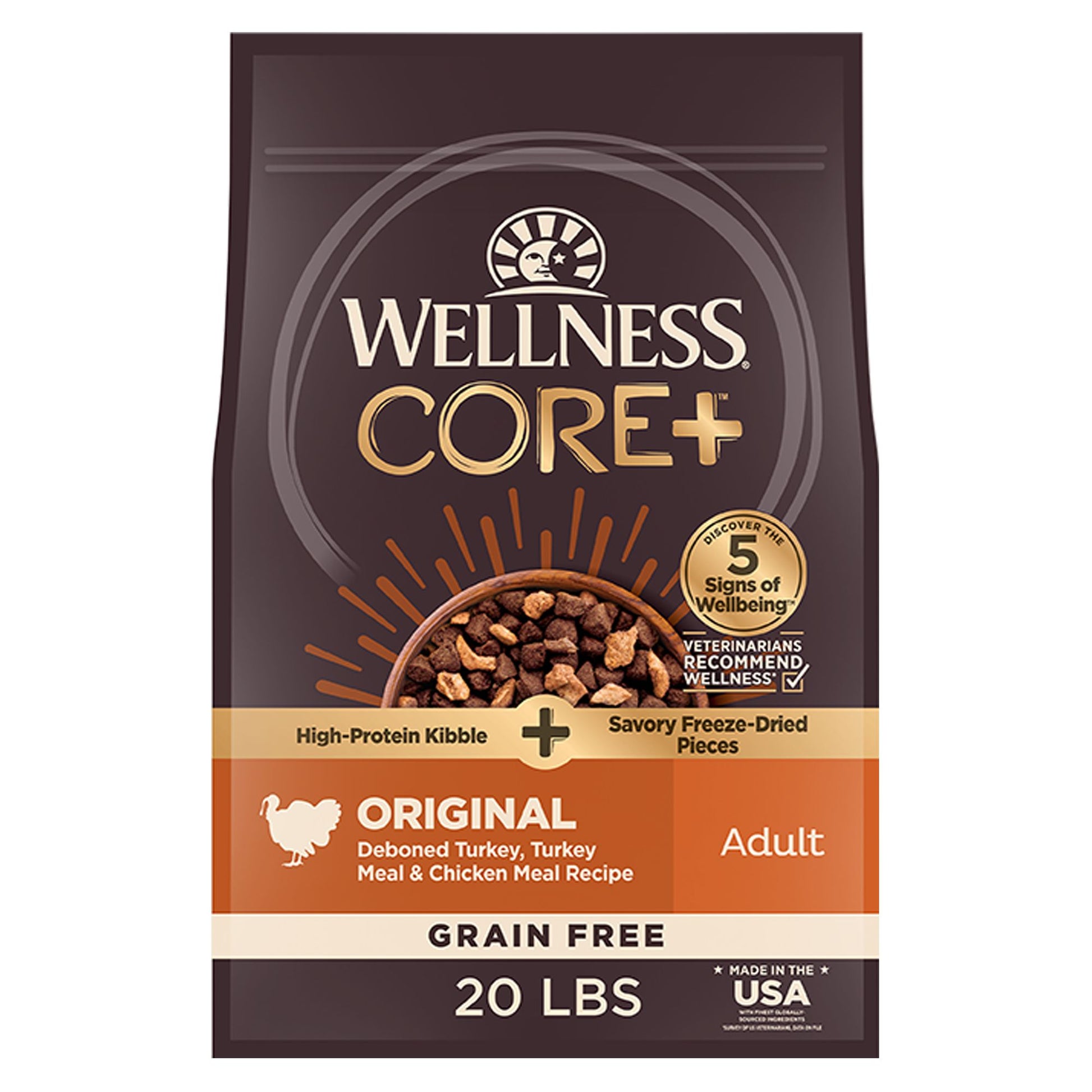 Wellness® CORE+ Kibble + Freeze-Dried Pieces Adult Dry Dog Food - Grain Free, Turkey 4 Lb