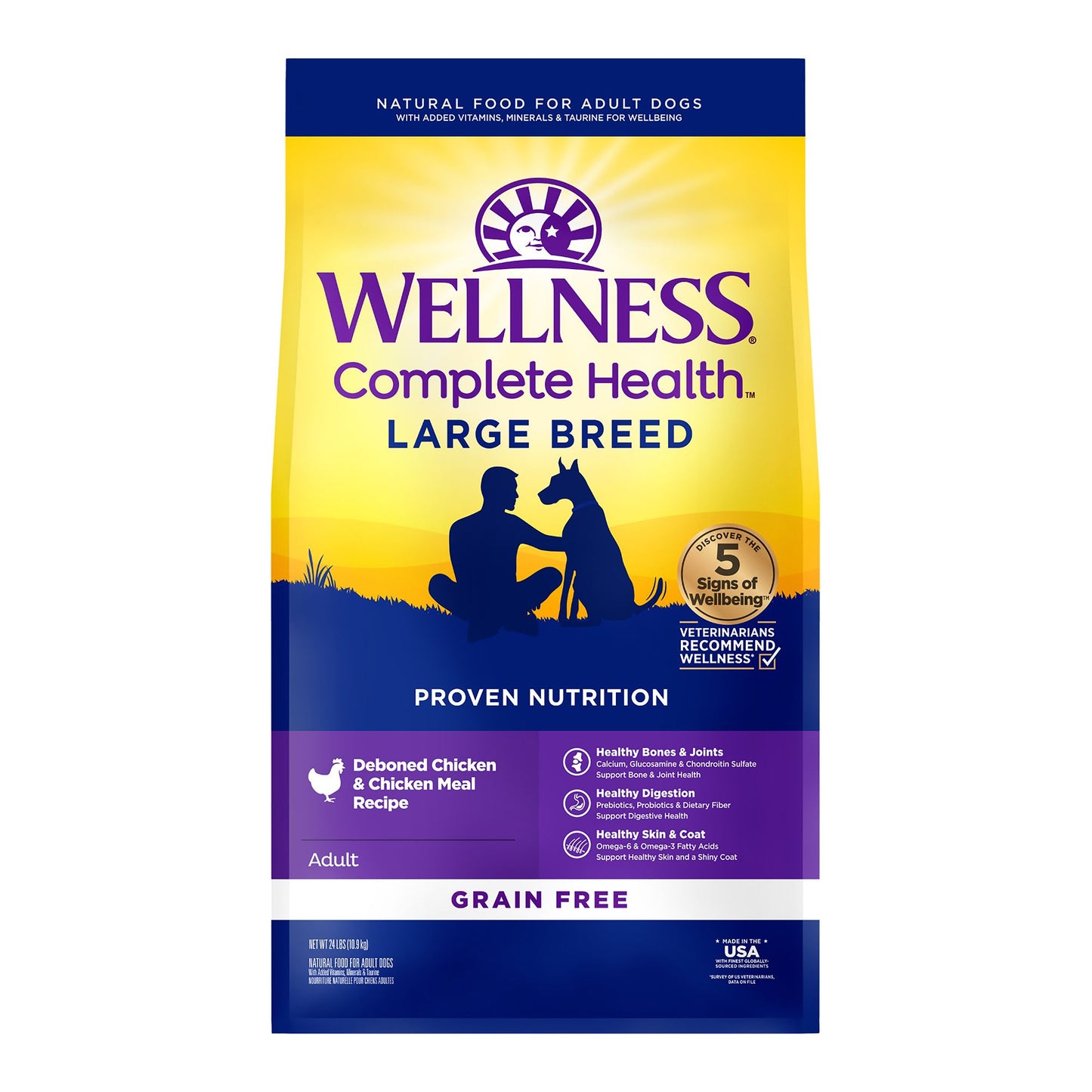 Wellness® Complete Health Large Breed Adult Dry Dog Food - Grain Free, Chicken & Chicken Meal