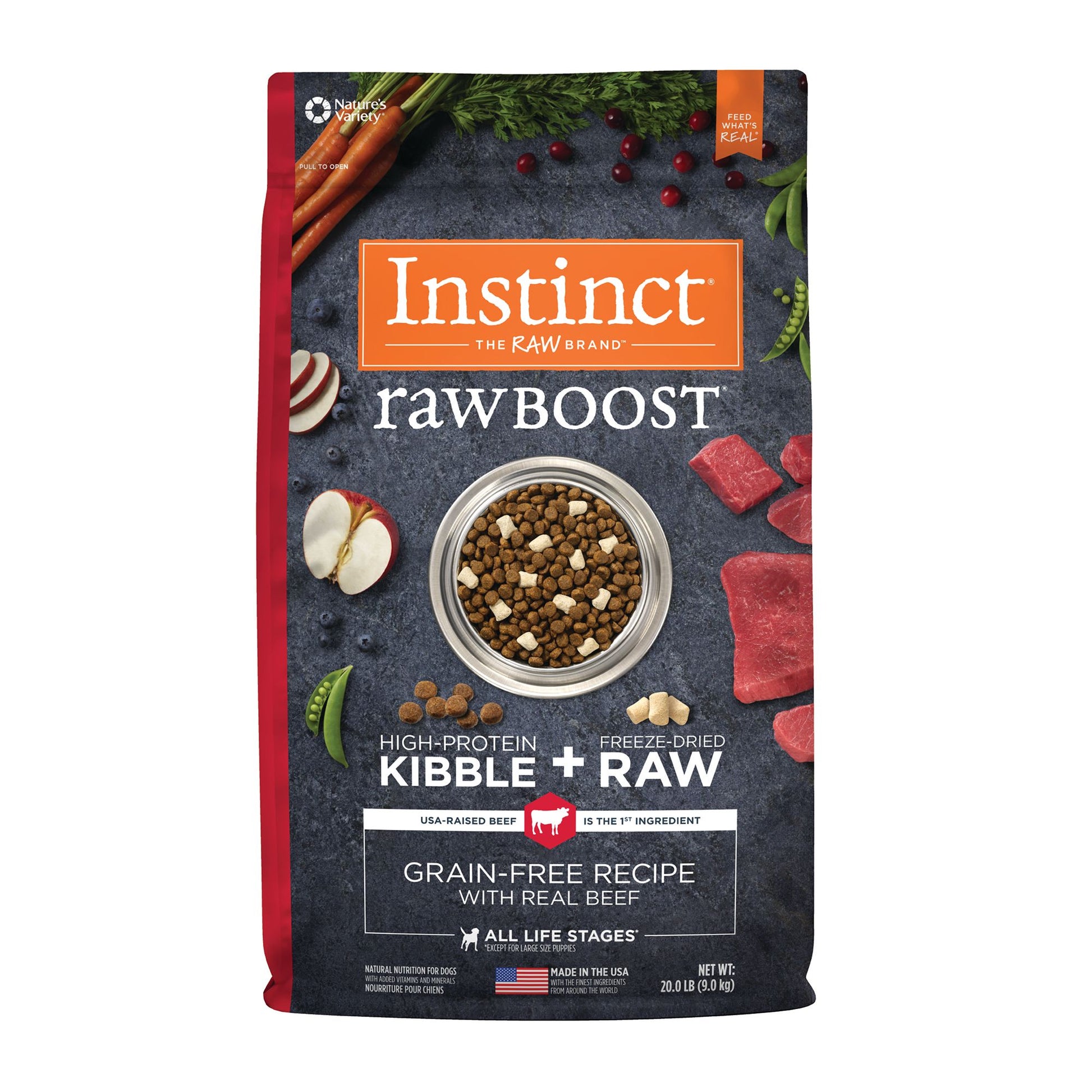 Instinct® Raw Boost Kibble + Freeze-Dried Raw All Life Stages Dry Dog Food  - Raw, Grain Free, Beef 3.5 Lb