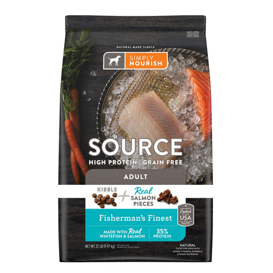 Simply Nourish® Source Kibble + Adult Dry Dog Food - Salmon, High-Protein, Grain Free 4 Lb