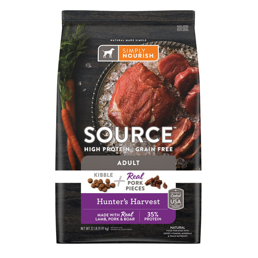 Simply Nourish® Source Kibble + Adult Dry Dog Food - Pork, High-Protein, Grain Free 4 Lb