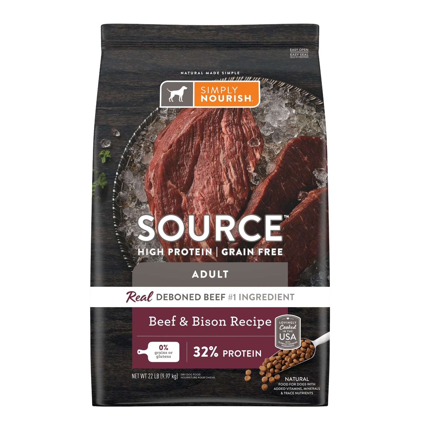 Simply Nourish® Source Adult Dry Dog Food - Beef & Bison 4 Lb