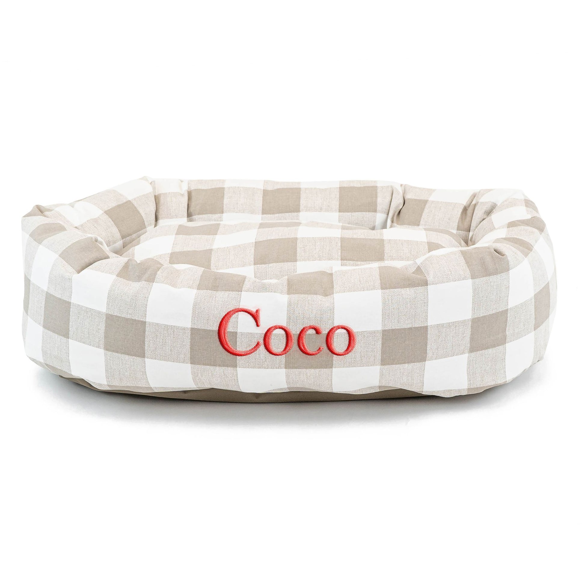 Majestic Pet Personalized Checkered Bagel Cat & Dog Bed 40"L x 29"W x 9"H