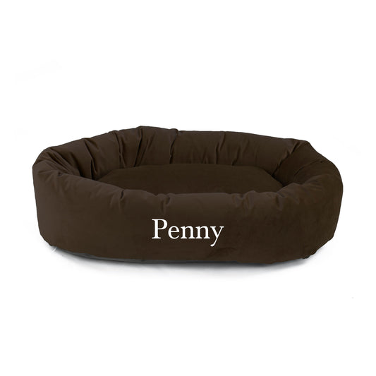 Majestic Pet Personalized Velvet Bagel Cat & Dog Bed 32"L x 18"W x 8"H