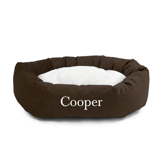 Majestic Pet Personalized Velvet Sherpa Bagel Cat & Dog Bed 40"L x 29"W x 9"H