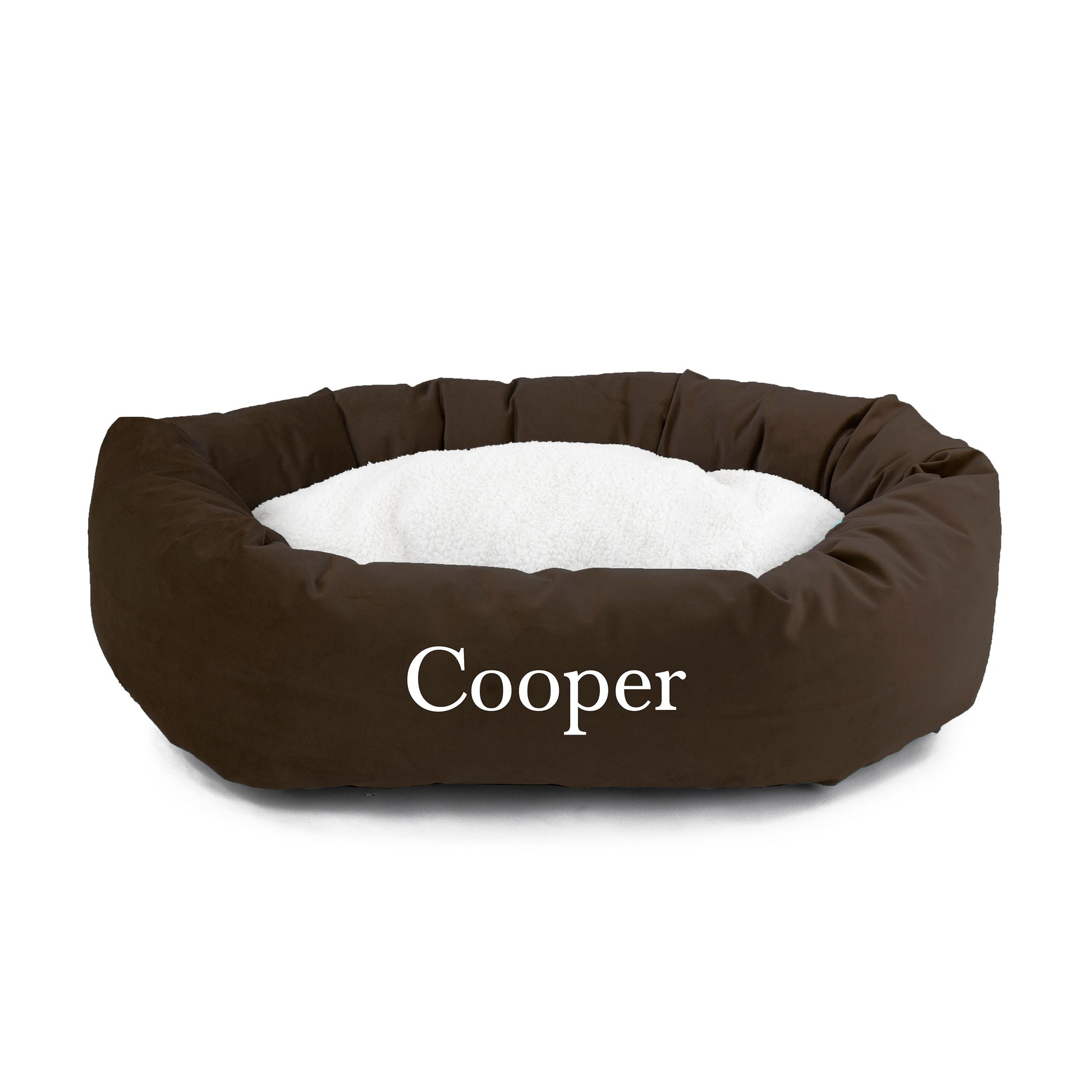 Majestic Pet Personalized Velvet Sherpa Bagel Cat & Dog Bed 24"L x 18"W x 7"H