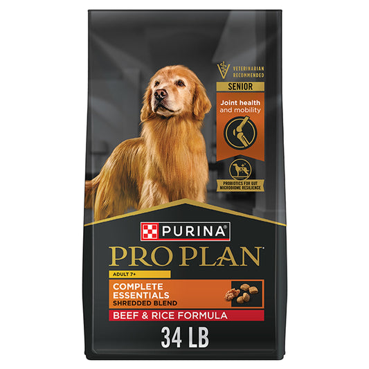 Purina Pro Plan Complete Essentials Shredded Blend Senior 7+ Dry Dog Food - Beef & Rice 18 Lb