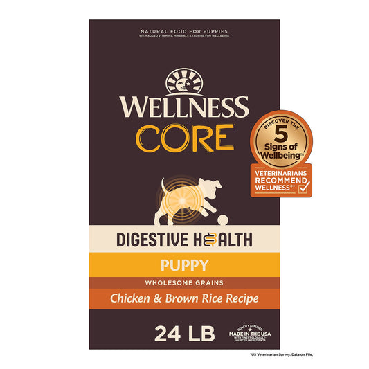 Wellness Core Digestive Health Puppy Dry Dog Food - Chicken & Brown Rice 4 Lb