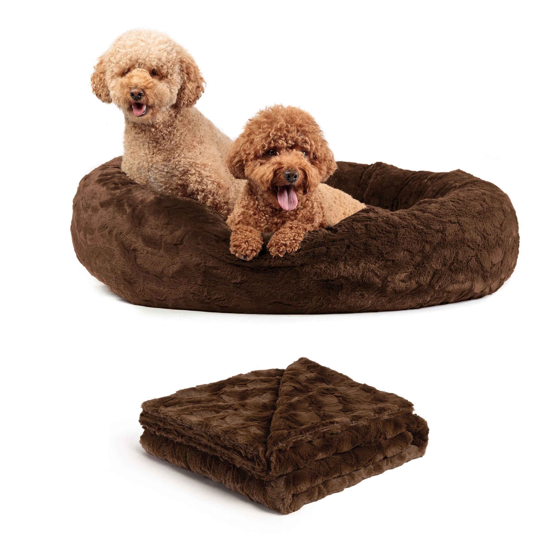 Best Friends by Sheri Donut Lux Bed & Throw Blanket 2 Piece Cat and Dog Bundle Set 33.5"L x 24"W