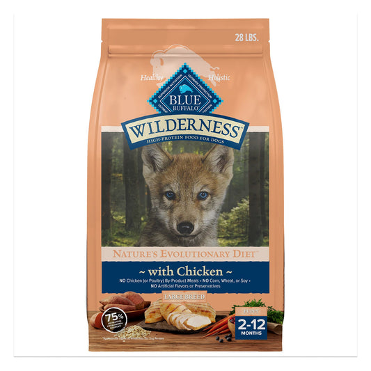Blue Wilderness Large Breed Puppy Dry Dog Food - Wholesome Grains, High-Protein, Natural, Chicken