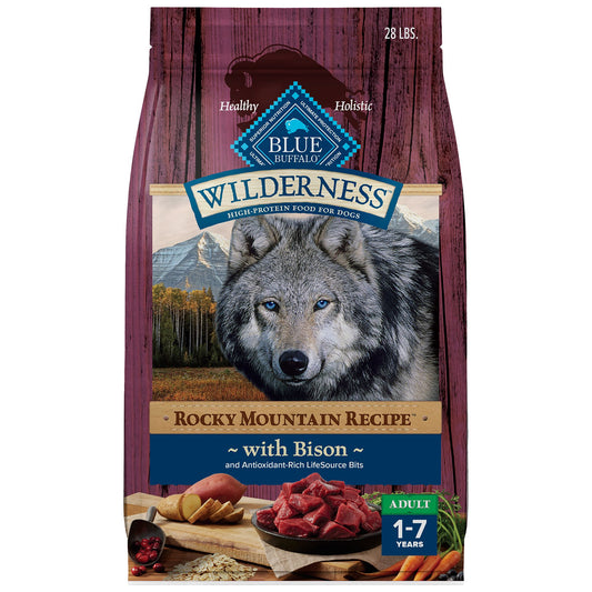 Blue Buffalo Wilderness Rocky Mountain Recipe Adult Dog Dry Food - Bison, 28 lb