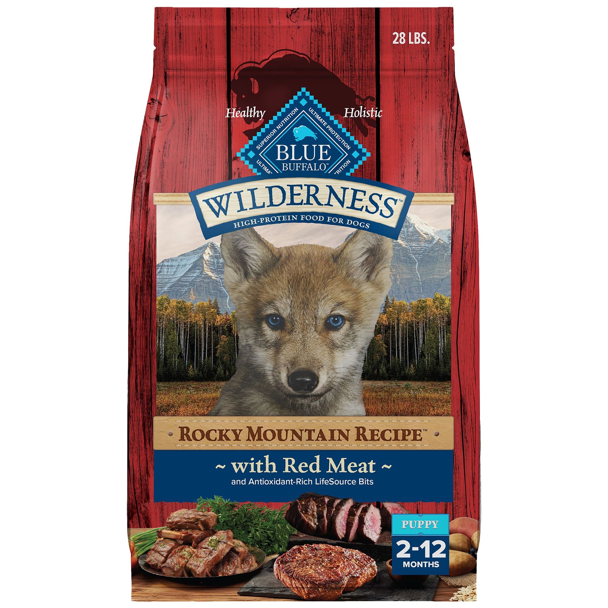 Blue Buffalo Wilderness Rocky Mountain Recipe Puppy Dry Dog Food - Red Meat 4.5 Lb