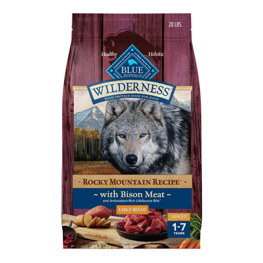 Blue Wilderness Large Breed Adult Dry Dog Food - High-Protein, Natural, Bison Rocky Mountain Recipe