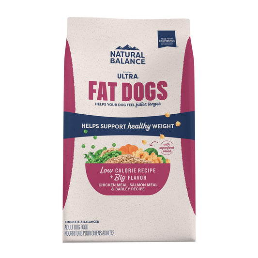 Natural Balance Ultra Fat Dogs Weight Control Dog Food for Adults Chicken, Salmon, Barley 4 Lb