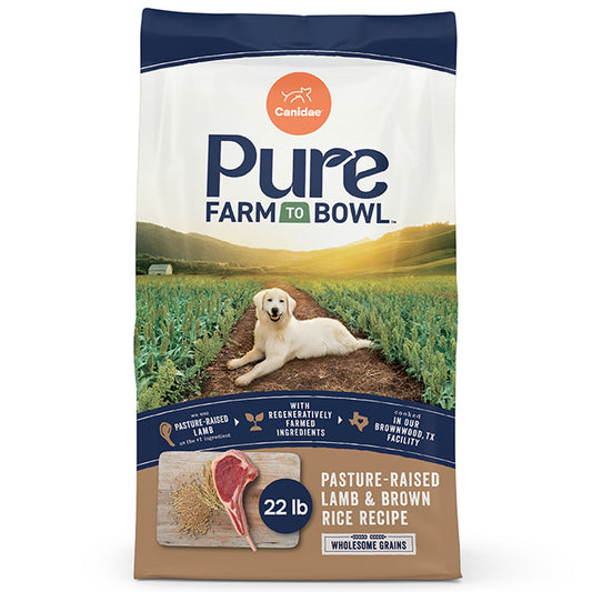 Canidae Pure Farm To Bowl Dog Food - Pasture-Raised Lamb & Brown Rice Recipe, 22 lbs.