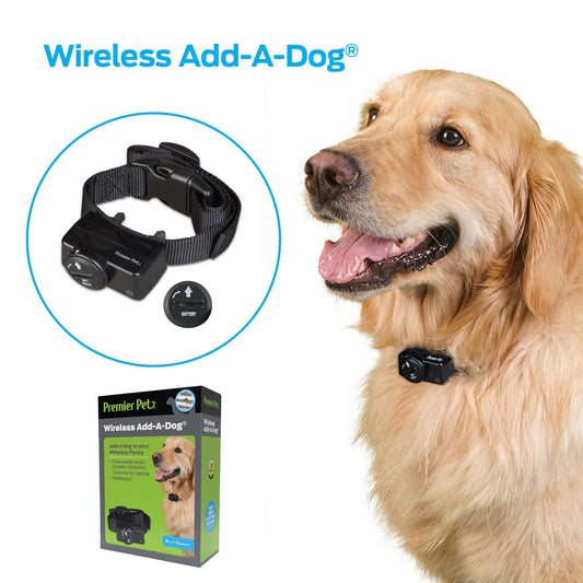 Premier Pet Wireless Add-A-Dog® - Waterproof Receiver Collar - Adjustable up to 1/2 Acre