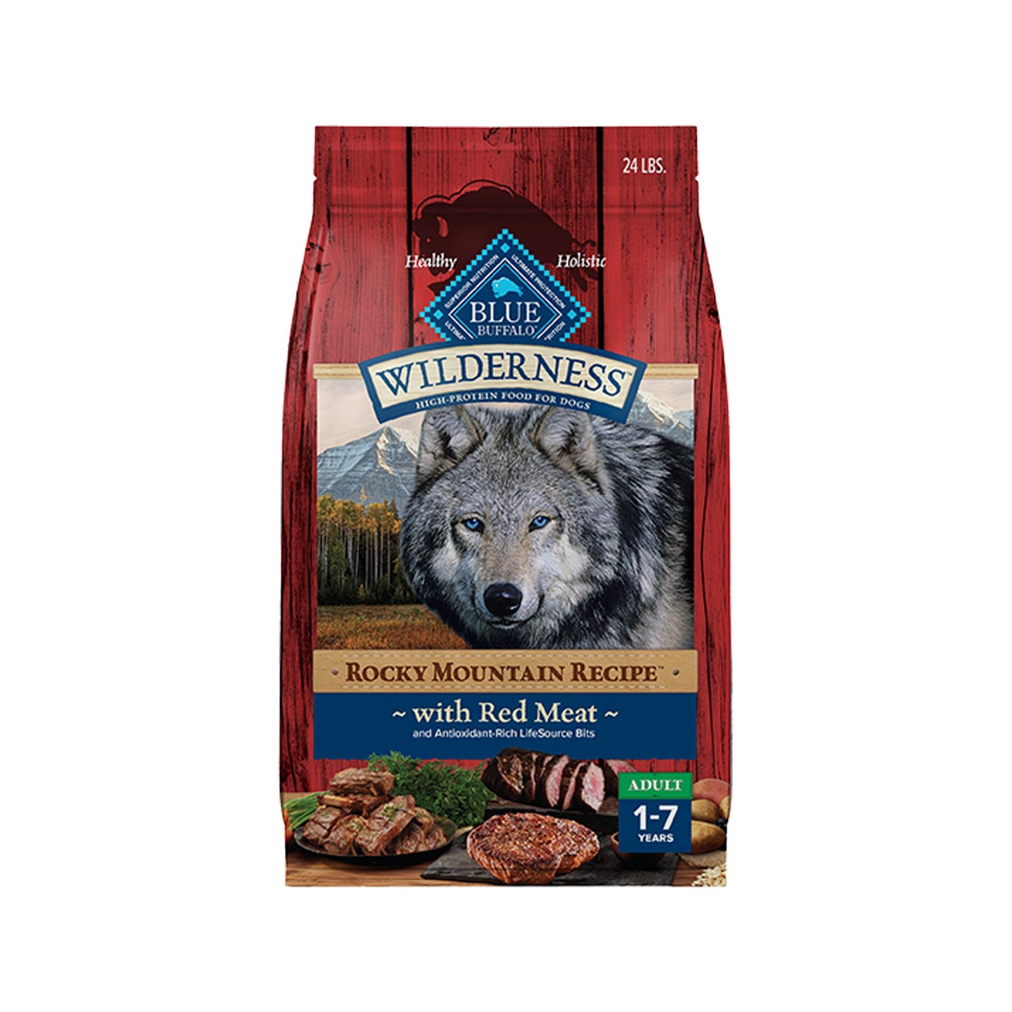 Blue Buffalo Wilderness Rocky Mountain Recipe Adult Dog Dry Food - Red Meat 24 Lb