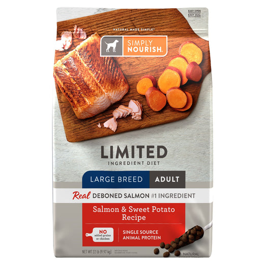 Simply Nourish Large Breed Adult Dog Food - Salmon & Sweet Potato Recipe 30 Lb