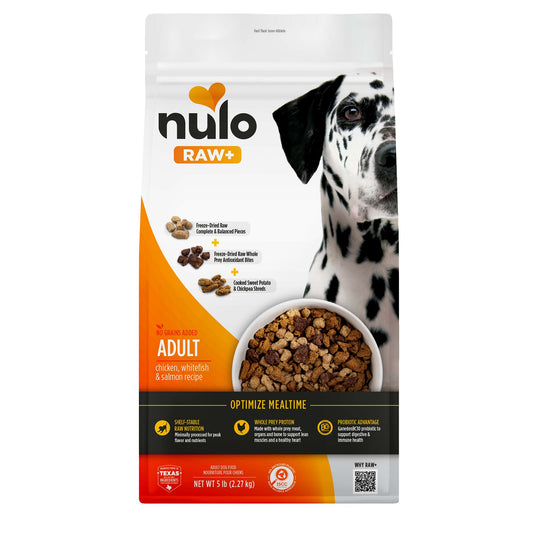 Nulo Raw+ Adult Dog Food - Freeze Dried, Grain Free, Chicken, Whitefish & Salmon 9 Oz