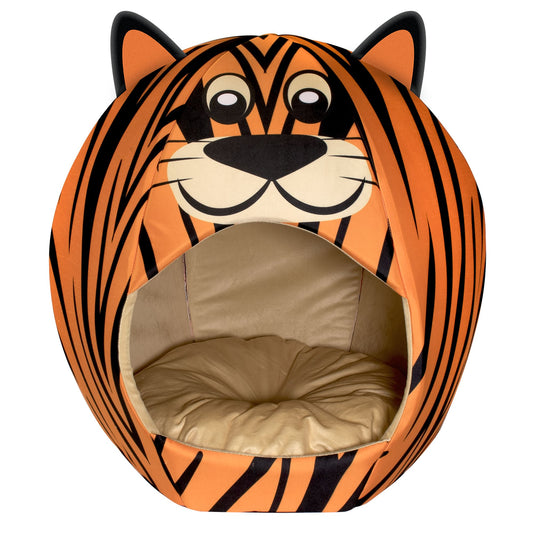 Maccabi Art Tiger Igloo Pet Bed 25"L x 25"W x 22"H