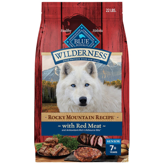 Blue Buffalo Wilderness Rocky Mountain Recipe Senior 7+ Dry Dog Food - Red Meat, 22 lb