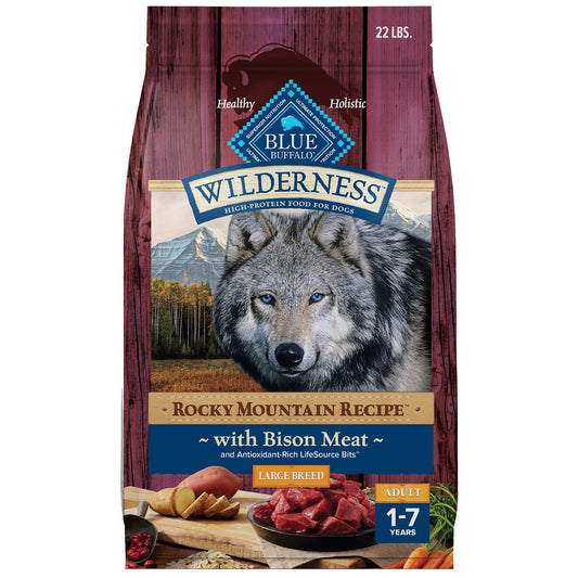 Blue Buffalo Wilderness Rocky Mountain Recipe Large Breed Adult Dog Dry Food - Bison, 22 lb