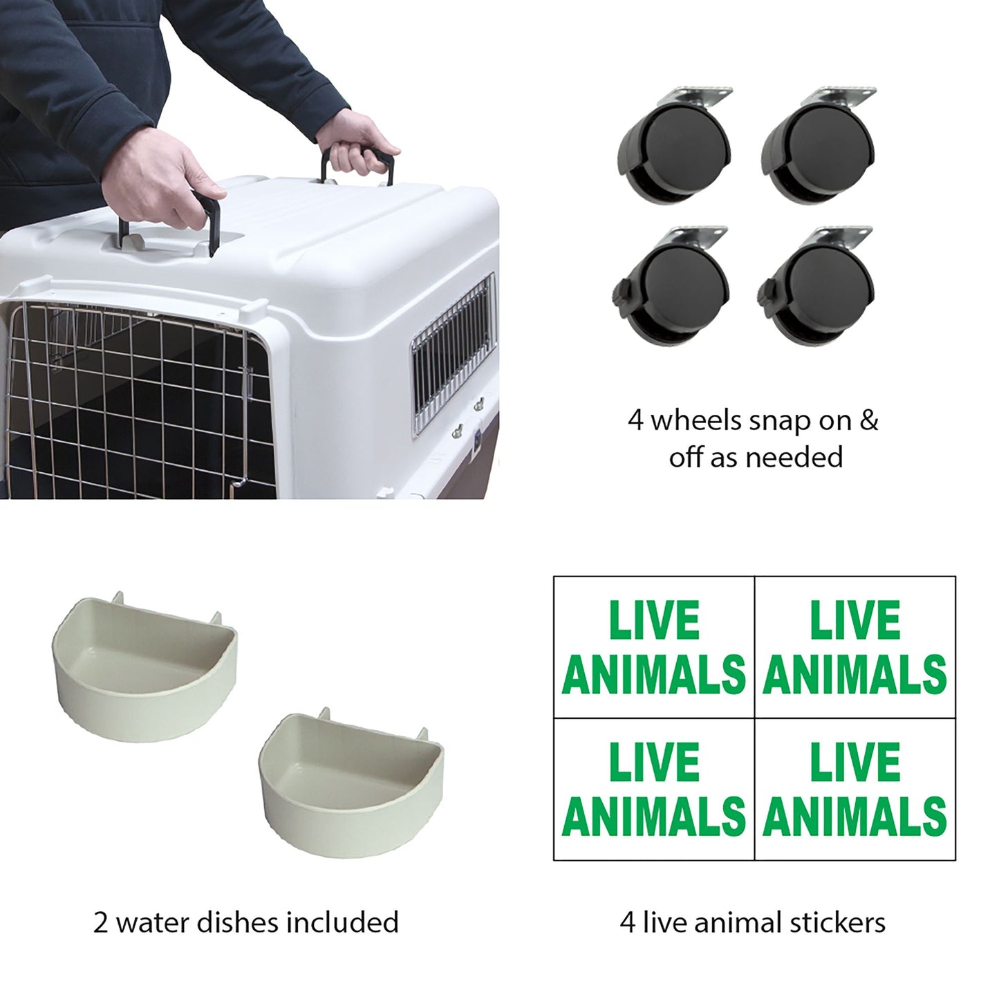 Sport Pet Plastic Travel Kennel for Dogs - White 32"L x 21.1"W x 25.6"H