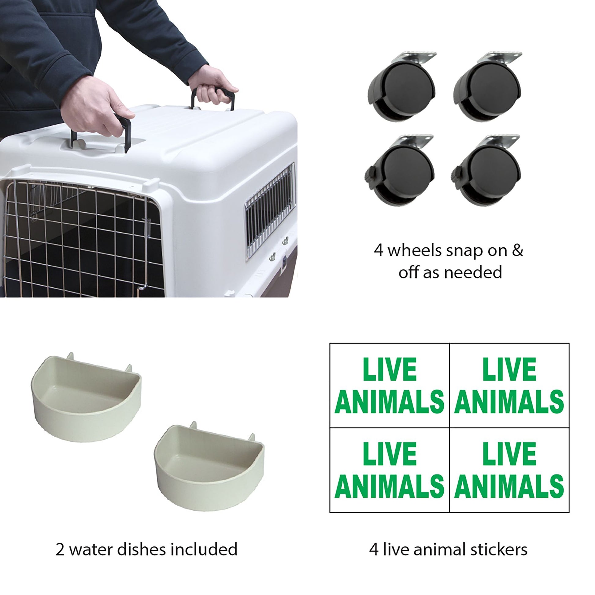 Sport Pet Plastic Travel Kennel for Dogs - White 32"L x 21.1"W x 25.6"H