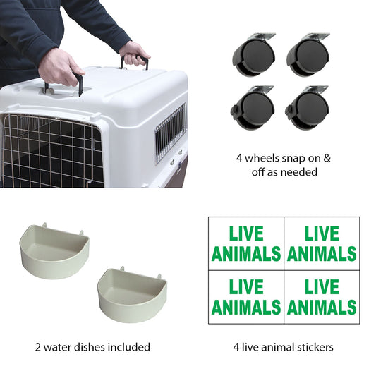 Sport Pet Plastic Travel Kennel for Dogs - White 32"L x 21.1"W x 25.6"H