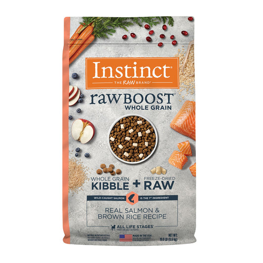 Instinct® RawBoost Whole Grain Kibble + Freeze-Dried Raw All Life Stage Dry Dog Food - Salmon & Rice 3.5 Lb