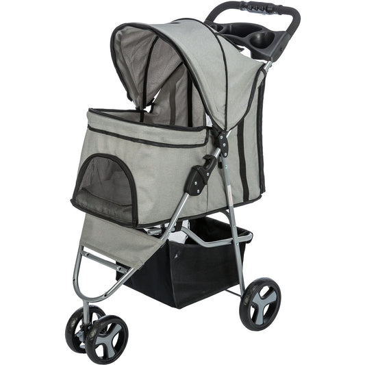 TRIXIE Pet Stroller for Small Dogs & Cats Portable Lightweight Travel Stroller, Gray