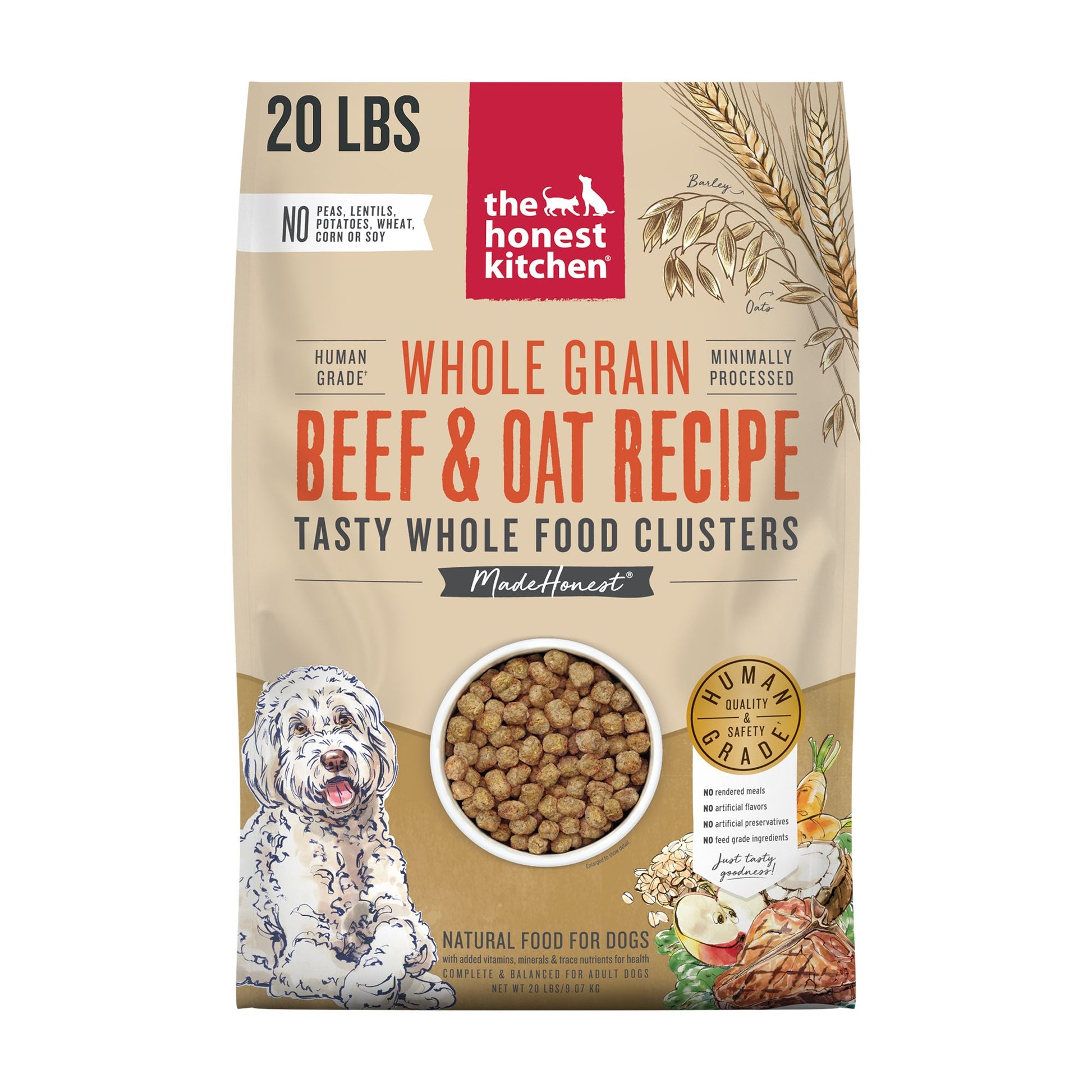The Honest Kitchen Whole Grain Clusters Adult Dog Dry Food - Beef & Oat 1 Lb
