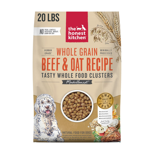 The Honest Kitchen Whole Grain Clusters Adult Dog Dry Food - Beef & Oat 1 Lb