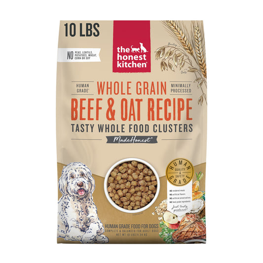 The Honest Kitchen Whole Grain Clusters Adult Dog Dry Food - Beef & Oat 10 Lb