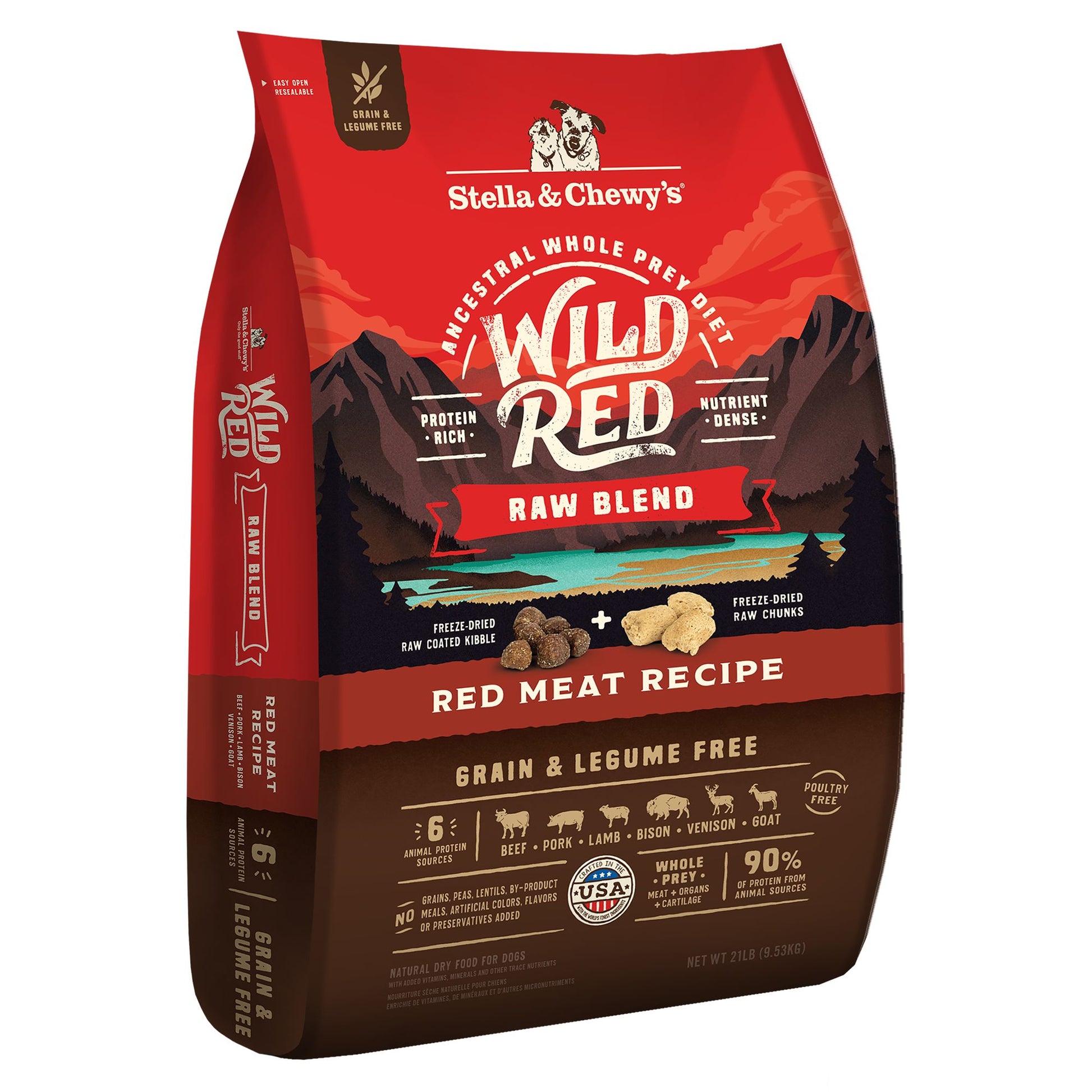 Stella & Chewy's Wild Red Raw Blend All Life Stages Dry Dog Food - Grain & Legume Free, Red Meat 3.5 Lb