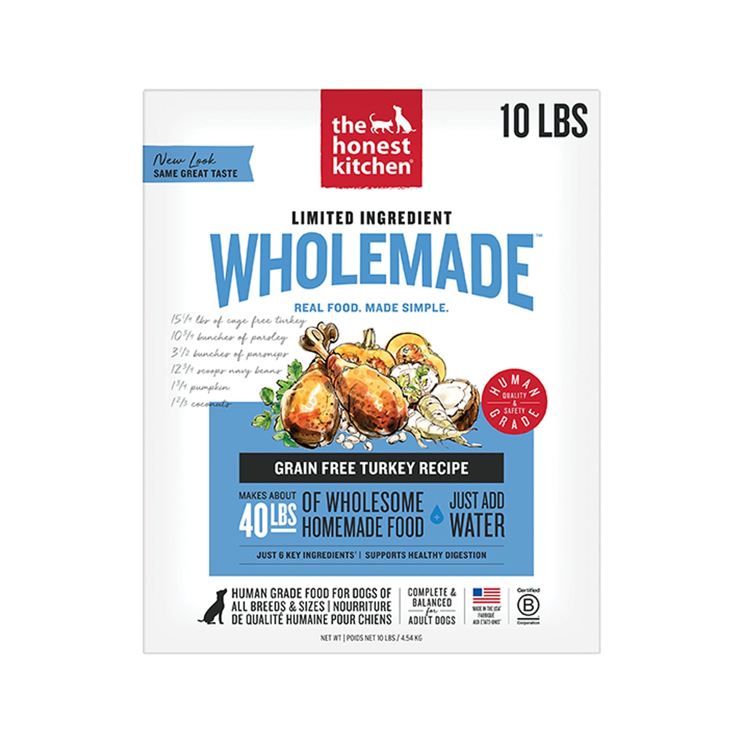 The Honest Kitchen Wholemade Limited Ingredient Grain Free Adult Dehydrated Dog Food - Turkey 10 Lb