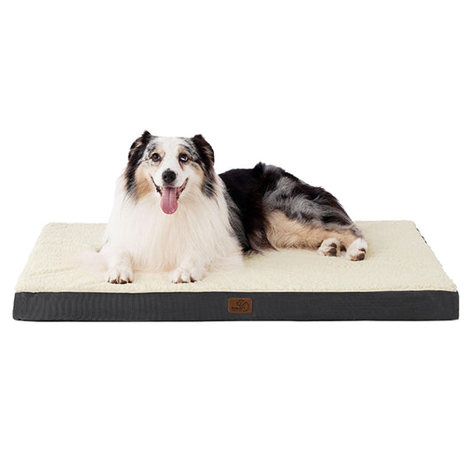 Bedsure® Orthopedic Waterproof Dog Bed with Sherpa & Oxford Fabric Removable Cover & Egg Crate Foam 44"L x 32"W x 3"H