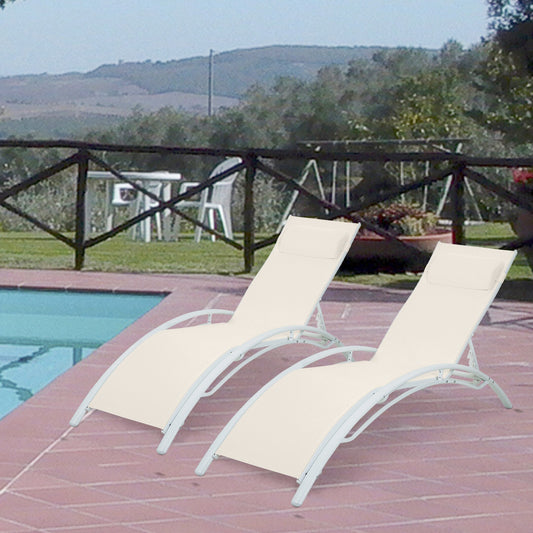 Unity LOUNGE CHAIR Set of 2 White Aluminum Frame Stationary Chaise Lounge Chair with White UNITY Solid Seat