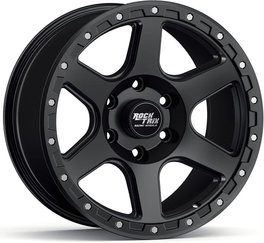 RockTrix RT112 20 inch Wheel Compatible with 2001+ Toyota Tacoma 6x5.5" (6x139.7) Bolt Pattern, 20x9 (+12mm Offset), 106.1mm Bore, Matte Black, Also fits 2002+ 4Runner, FJ Cruiser, 2022+ Tundra