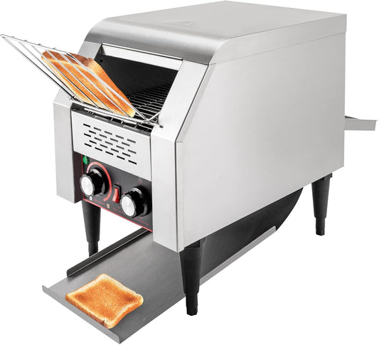 Commercial Toaster, 150 Slices/h Stainless Steel Adjustable Conveyor Toaster for Restaurant Bun Bagel Bread