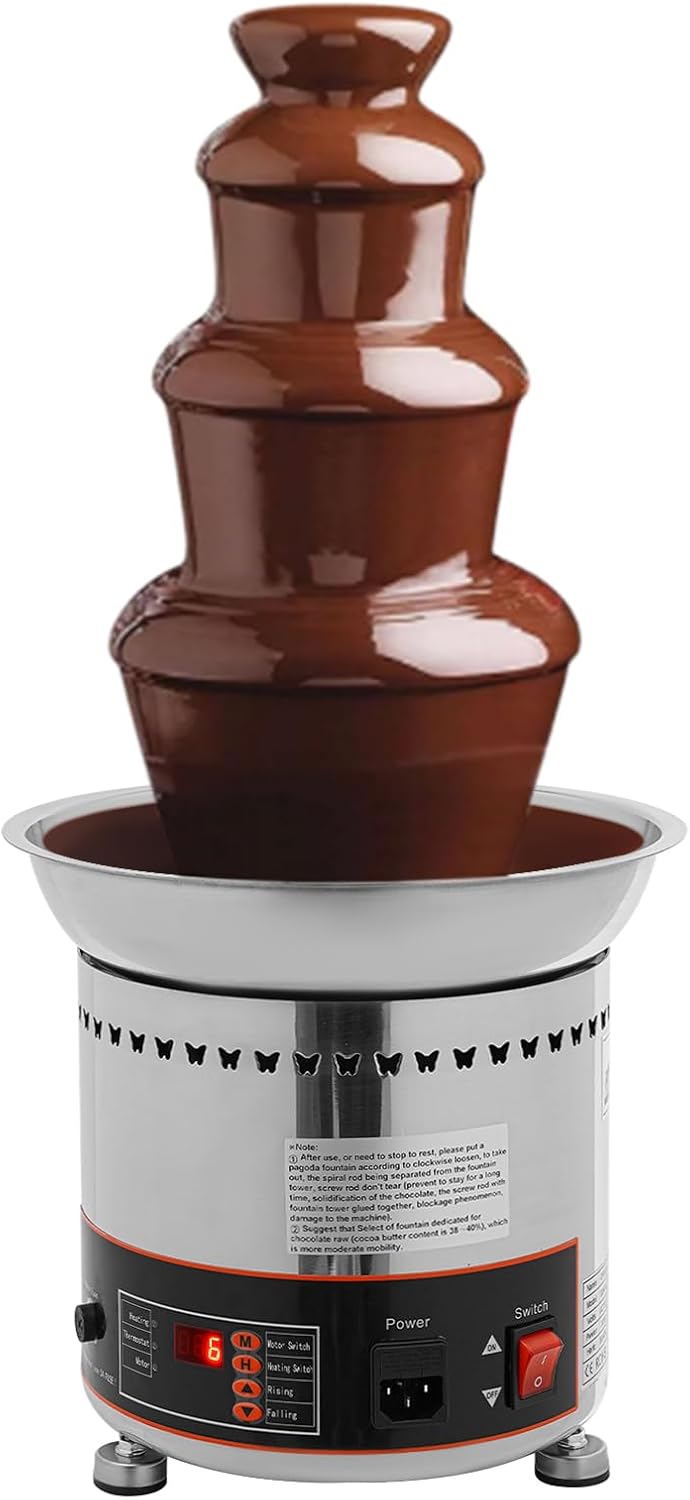Commercial Chocolate Fountain, 5-Tiers Digital Chocolate Fountain Melting Machine, Stainless Steel Hot Chocolate Waterfall for Party, Gathering, Wedding (4-Tiers)