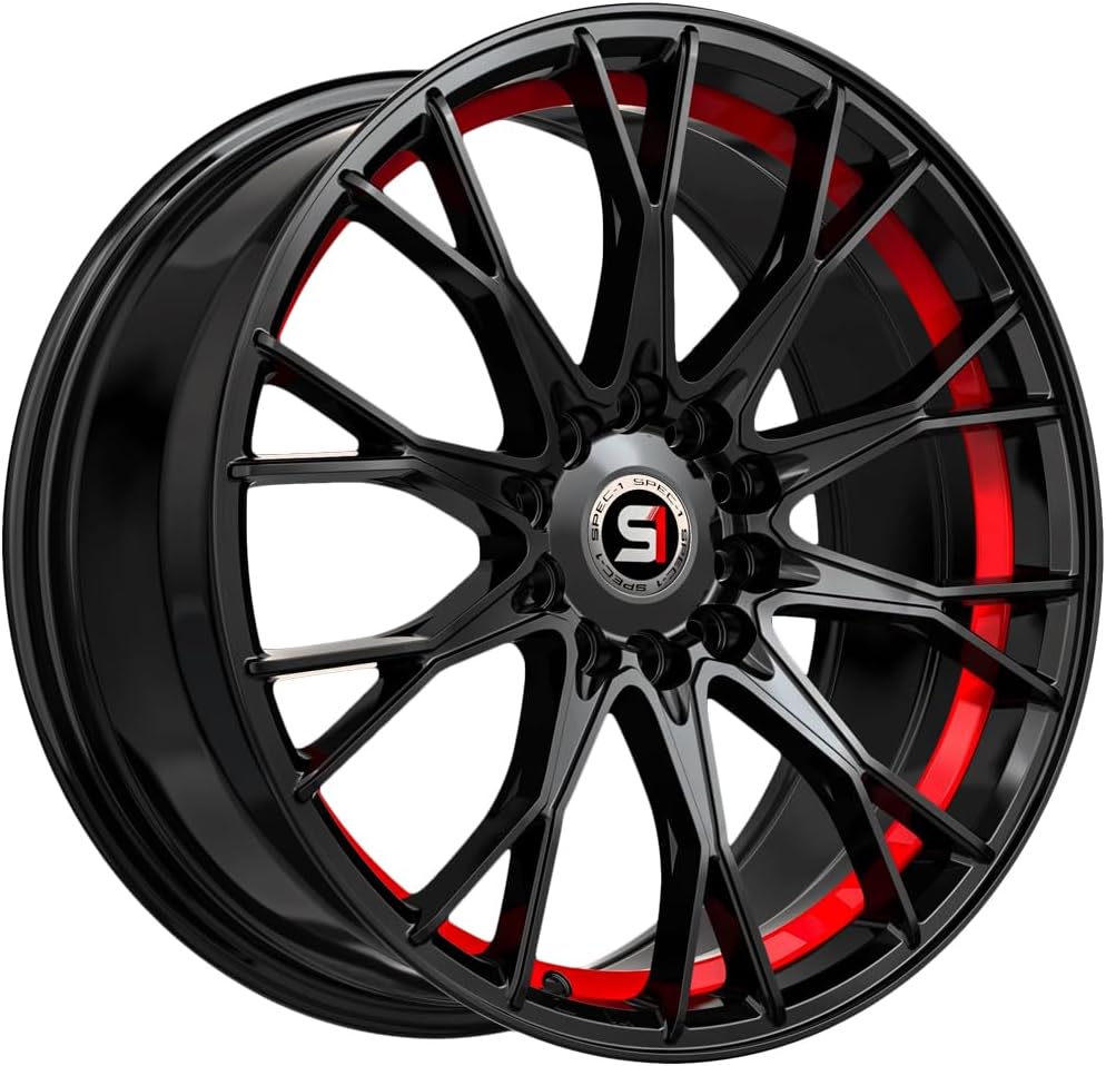 Spec-1 18x8 SP-59 Gloss Black & Red Undercut Wheel 4x100/4x4.5 (38mm)
