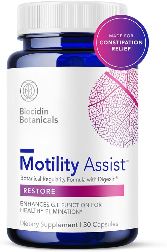 Biocidin Motility Assist - Gut Motility Supplement & Activator - Gut Health Regularity Formula with Digexin - Non-Laxative for Constipation Relief & Gas and Bloating Relief (30 Count)