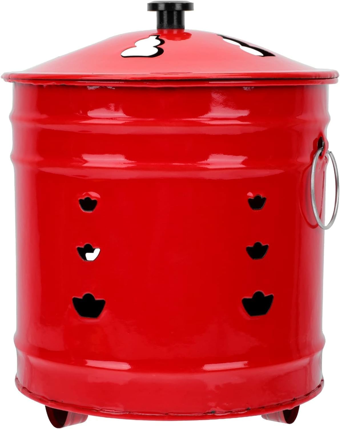 Small Burning Bucket Incinerator Barrel with Lid Incinerator Fire Bin Enamel Fire Cage Works Good to Burn Old Bills, Documents and Paper /11724