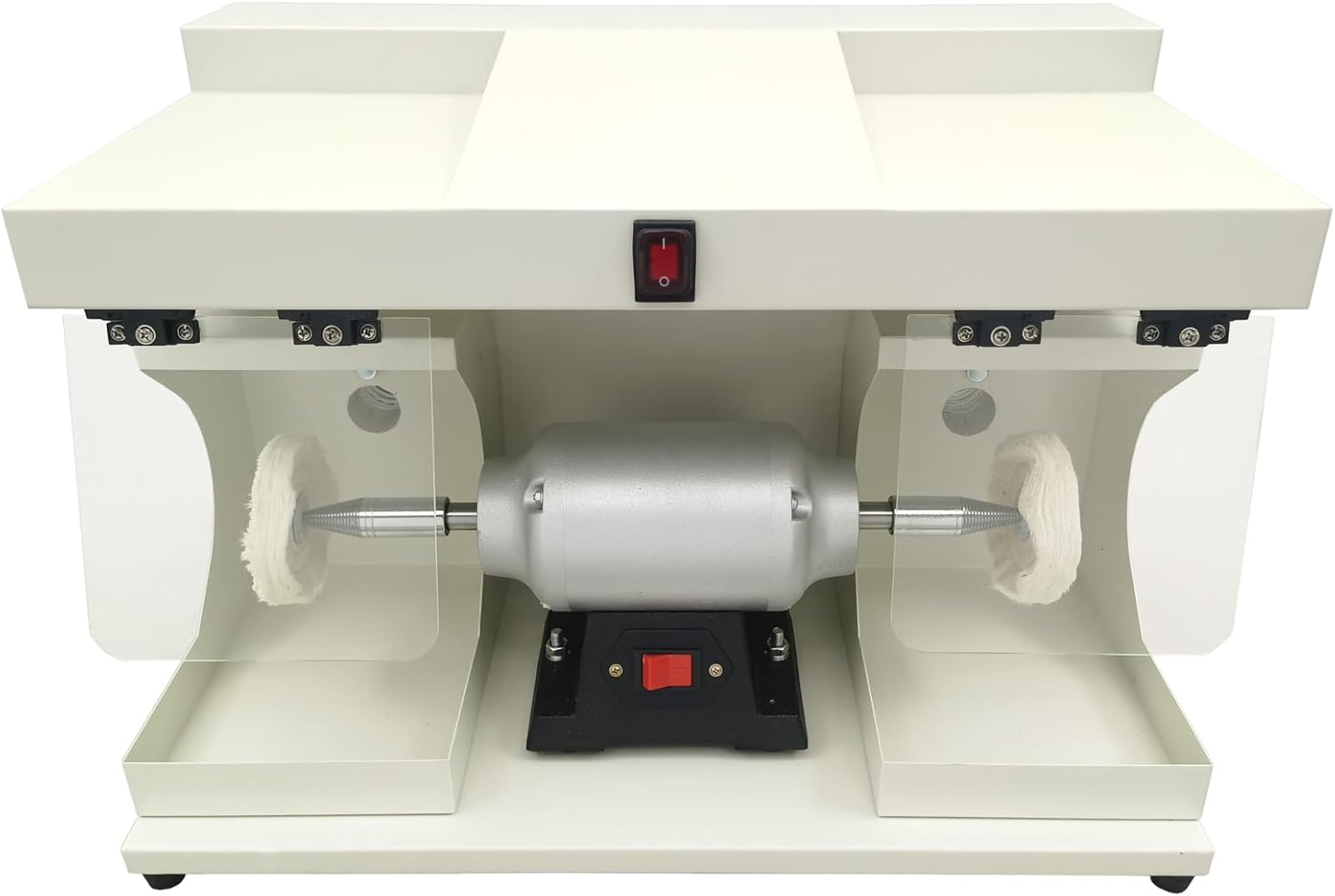 110V 550W Double-station Dental Lab Polishing Machine Lathe Buffing Grinder for Jewelry Casting with Lighting and Vacuum Tube 3000rpm 35m/s Linear Speed