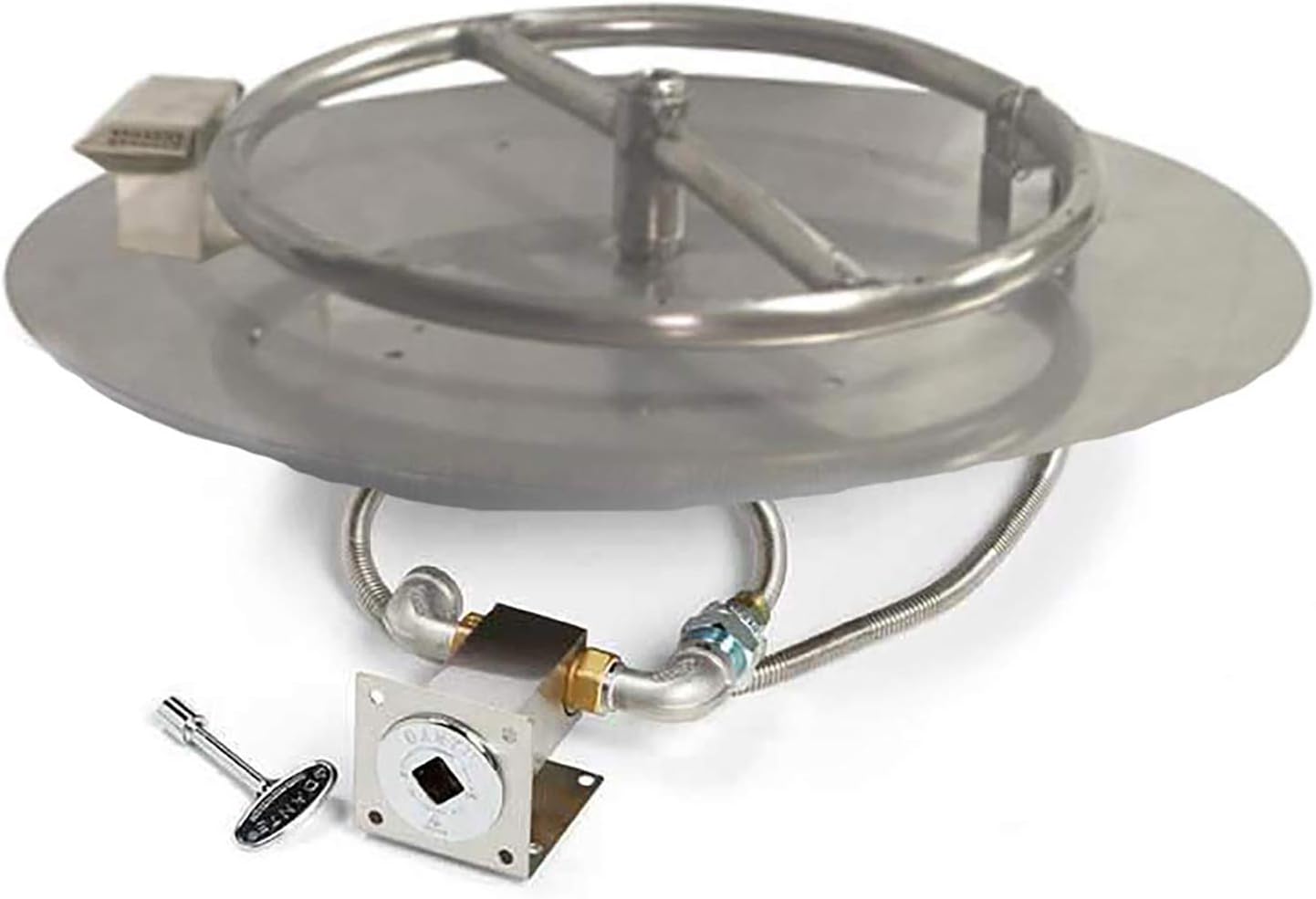 HPC Fire Match Light Fire Pit Kit with Round Burner (MLFPK8-FLEX-LP), Propane Gas, 8-Inch Flat Pan