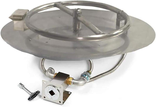 HPC Fire Match Light Fire Pit Kit with Round Burner (MLFPK8-FLEX-LP), Propane Gas, 8-Inch Flat Pan