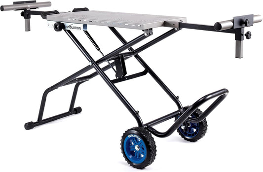 Evolution MCSSTAND | Mitering Chop Saw Stand with Powerlift Assist | Heavy-Duty Steel Frame | All-Terrain Wheels | Compatible with Evolution S14MCS, S355MCS, S355CPSL, S14CPS, S15CPS | Gas-Strut Lift
